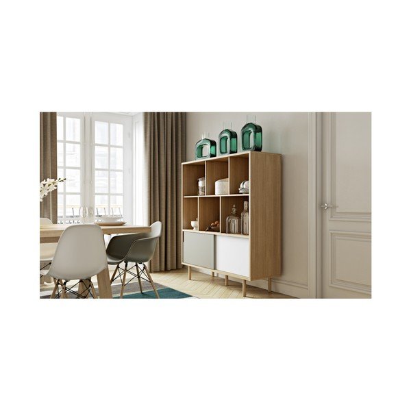 Bufet TemaHome Dann Oak, alb - gri-image-4
