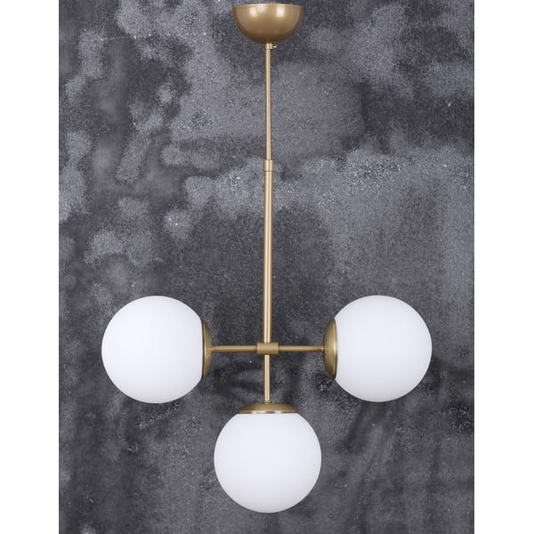 Lustră alb-auriu cu abajur din sticlă ø 15 cm Seagull – Squid Lighting-image-3