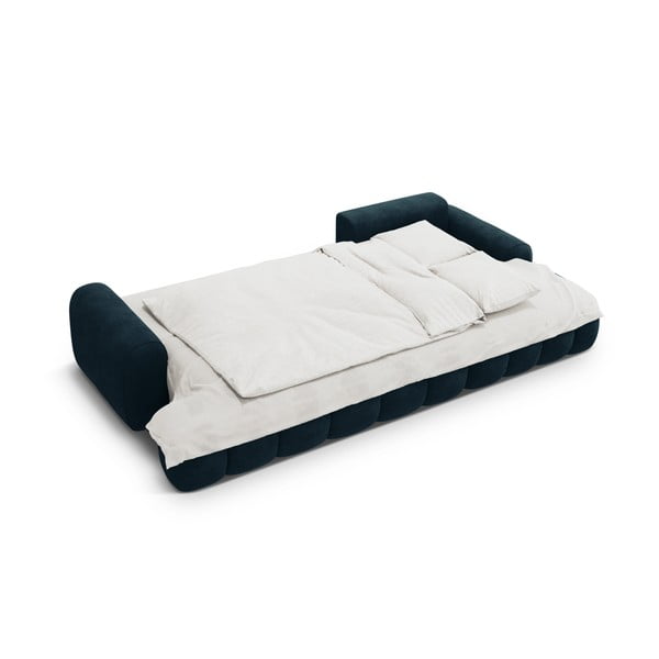 Colțar petrol extensibil/cu spațiu de depozitare cu tapițerie din catifea (cu colț pe partea dreaptă/cu șezlong) Linz – Cosmopolitan Design-image-4