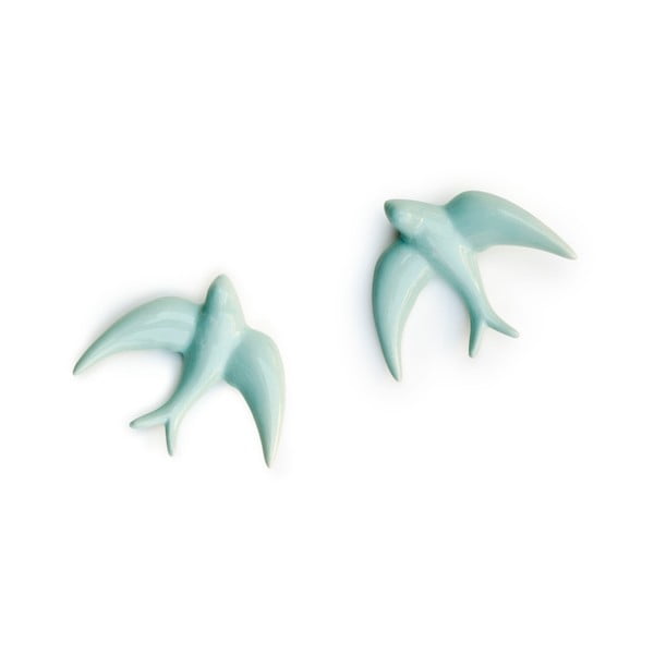 Set 2 decoraţiuni de perete handmade Velvet Atelier Golondrinas, albastru-image-2