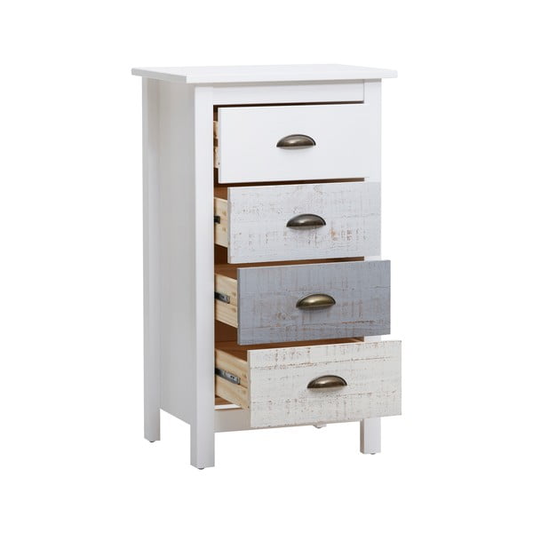 Comodă înaltă cu 4 sertare Marckeric Romantica, 46 x 80 cm, alb - gri-image-4