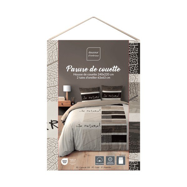 Lenjerie de pat maro din bumbac pentru pat dublu/extinsă cu 3 piese 240x220 cm So Natural – douceur d'intérieur-image-2