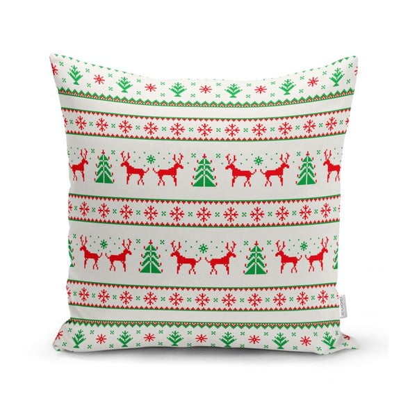 Set 4 fețe de pernă și un napron de masă cu model de Crăciun Minimalist Cushion Covers Nordic Knit-image-2