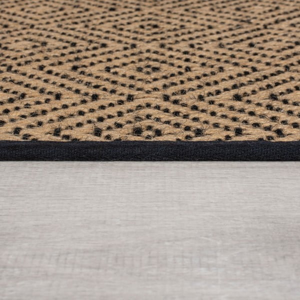 Covor tip traversă pentru scări negru/în culoare naturală din iută 60x800 cm Diamond – Flair Rugs-image-4