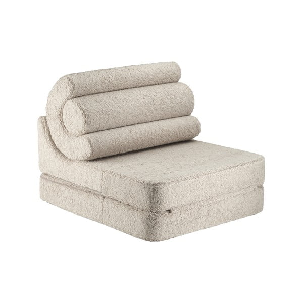 Fotoliu pentru copii maro deschis cu tapițerie din țesătură bouclé Flipster – Wigiwama