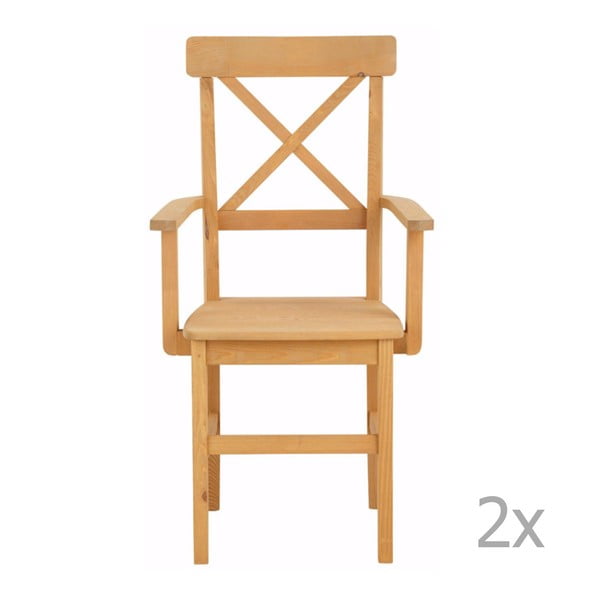 Set 2 scaune cu cotiere din lemn masiv de pin Støraa Nicoline
