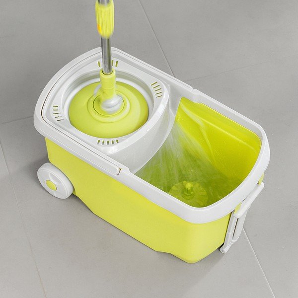 Set mop rotativ și găleată InnovaGoods, galben-image-3