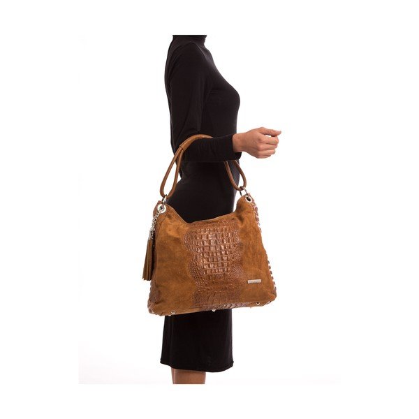 Geantă din piele  Isabella Rhea Coco, maro cognac-image-3