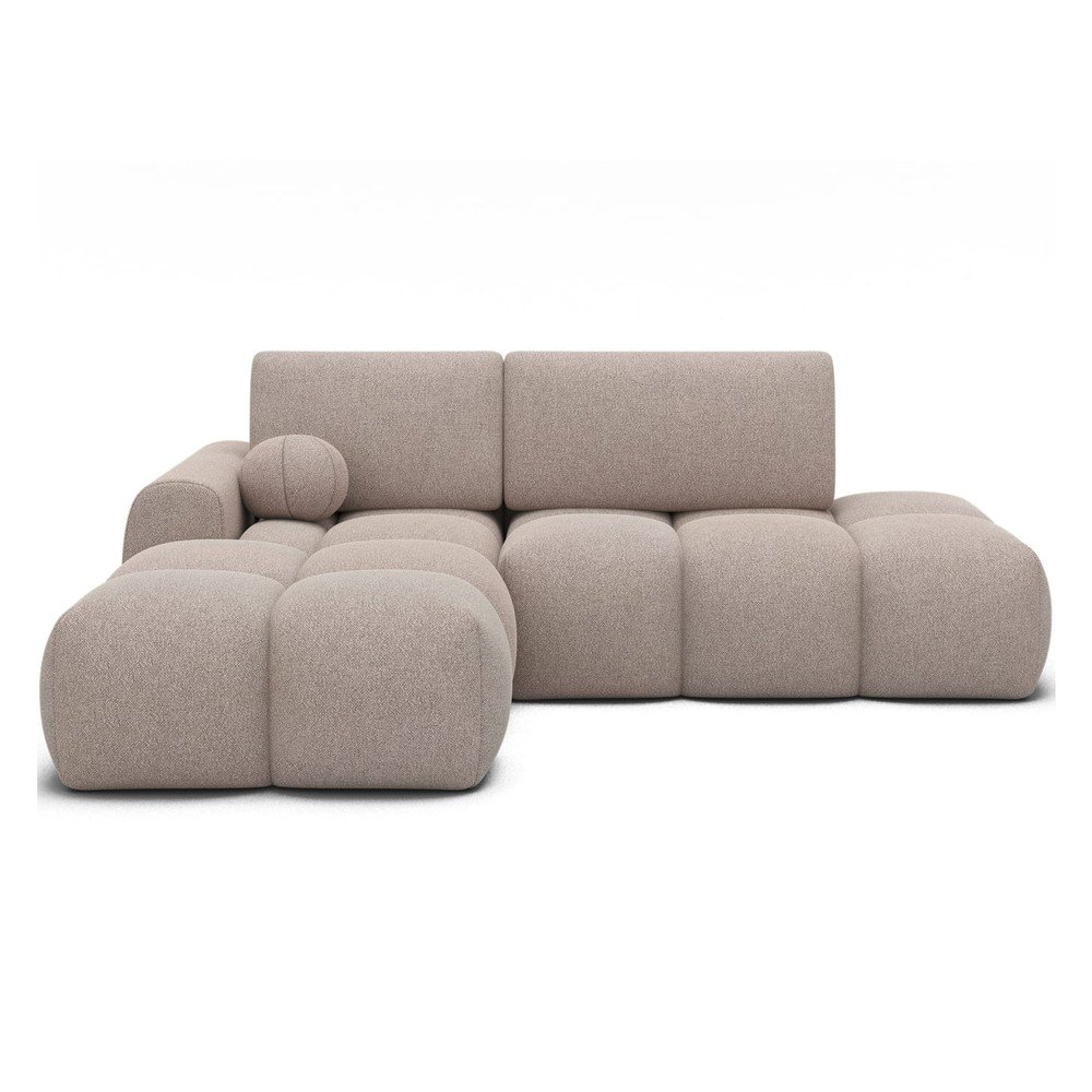 Colțar maro deschis extensibil/cu spațiu de depozitare cu tapițerie din țesătură bouclé (cu colț pe partea stângă/cu șezlong) Vittario – ELTAP