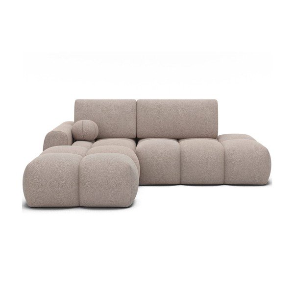 Colțar maro deschis extensibil/cu spațiu de depozitare cu tapițerie din țesătură bouclé (cu colț pe partea stângă/cu șezlong) Vittario – ELTAP