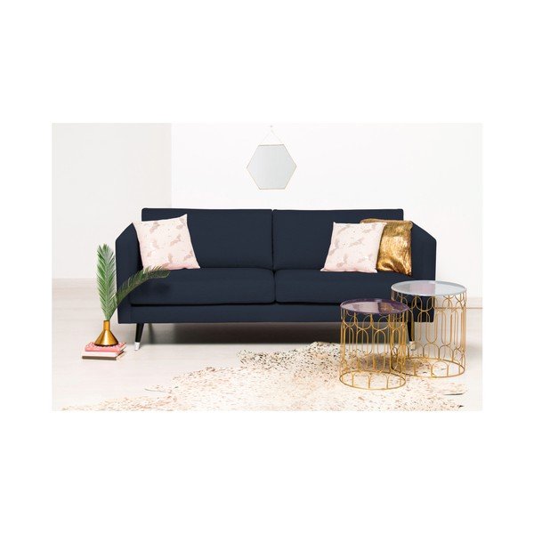 Canapea cu 3 locuri și picioare argintii Vivonita Meyer, bleumarin-image-2