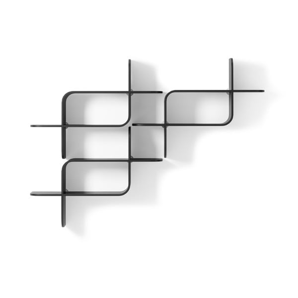 Raft negru etajat din lemn   de arbore de cauciuc 62 cm Montage – Umbra-image-4