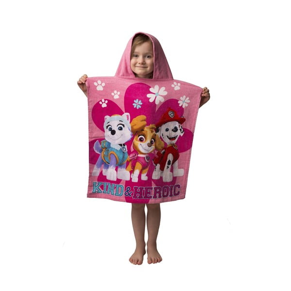 Poncho pentru copii roz din frotir Paw Patrol – Jerry Fabrics-image-1