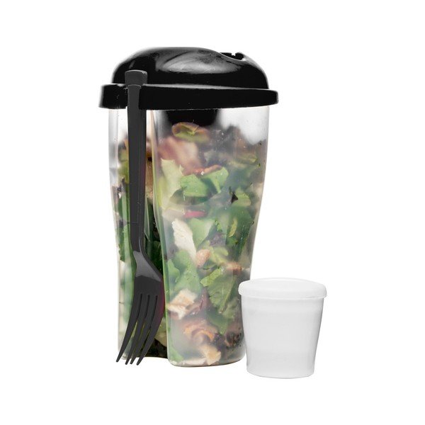 Cutie cu furculiță pentru salată Sagaform To Go, 0,8 l, negru -image-1