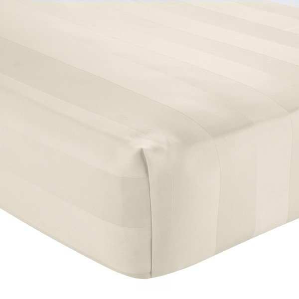 Cearceaf crem din satin cu elastic 185x200 cm So Soft Satin Stripe – Catherine Lansfield
