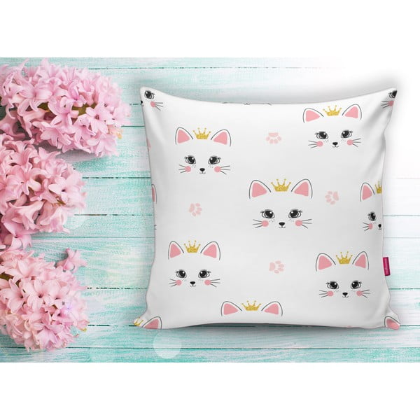 Față de pernă pentru copii 43x43 cm White Pink Cat – Mila Home-image-1