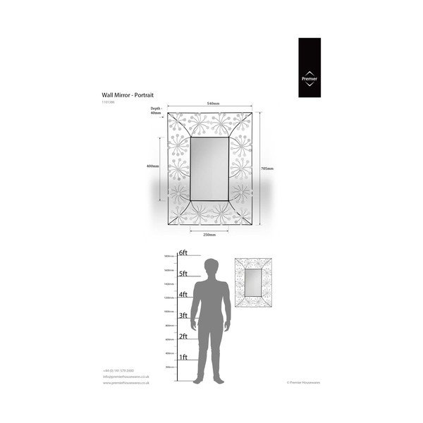Oglindă de perete 56x70 cm Floret – Premier Housewares-image-1