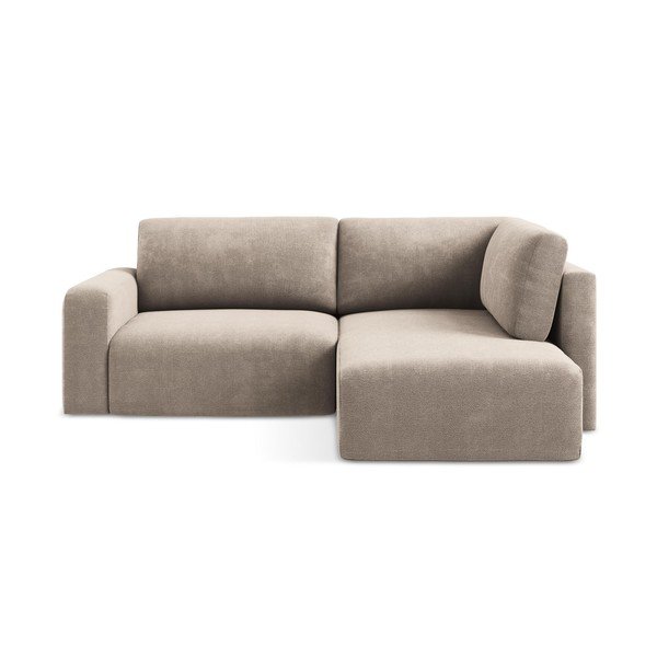 Colțar bej extensibil/cu spațiu de depozitare cu tapițerie din chenille (cu colț pe partea dreaptă/în formă de ”L”) Kona – Makamii