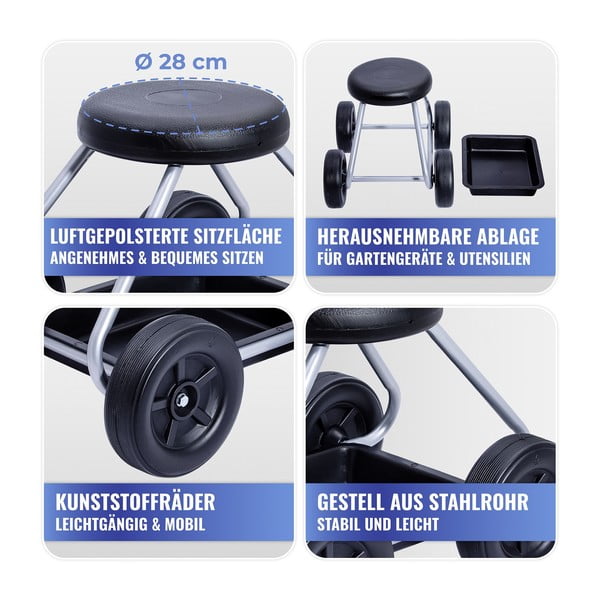 Scăunel de grădină negru/gri Secura – Maximex-image-4