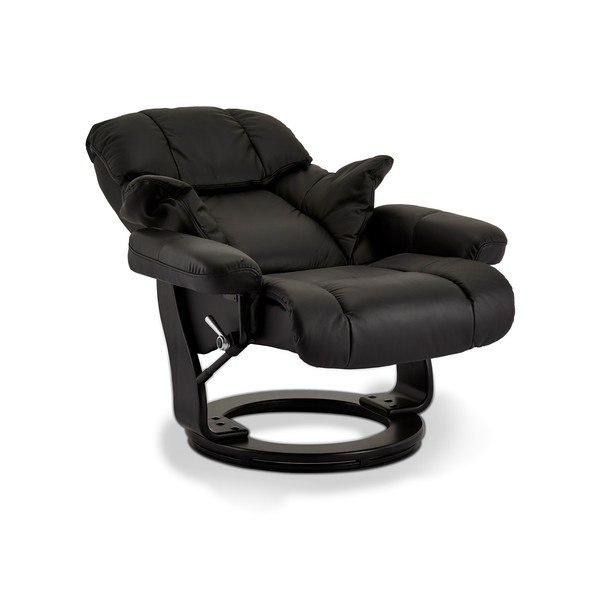 Fotoliu șezlong din piele Furnhouse Crown, negru-image-2