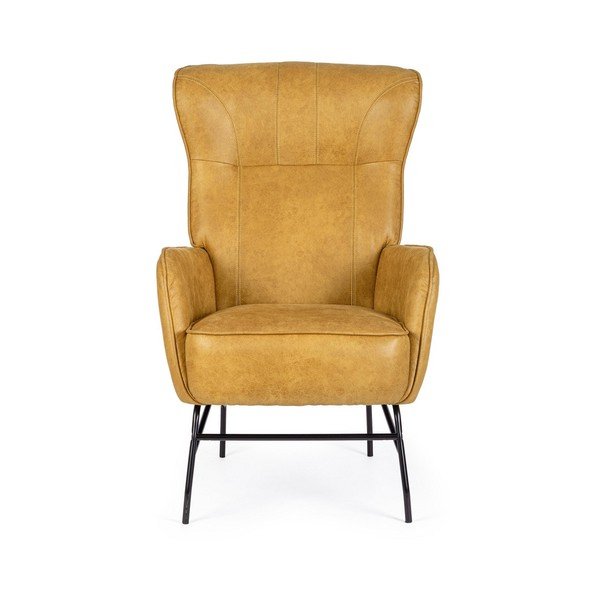 Fotoliu galben muștar cu tapițerie din imitație de piele Nasira – Bizzotto-image-2