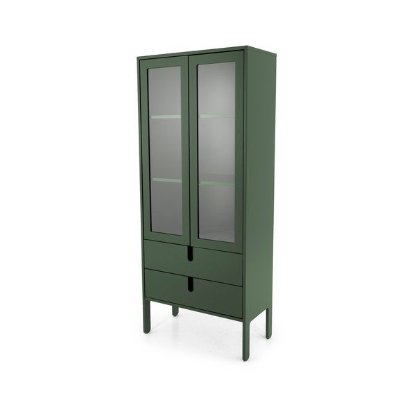 Vitrină Tenzo Uno, lățime 76 cm, verde închis-image-2