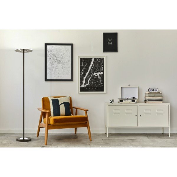 Lampadar negru LED cu intensitate reglabilă cu abajur din sticlă (înălțime 180 cm) Dent – Fischer & Honsel-image-1