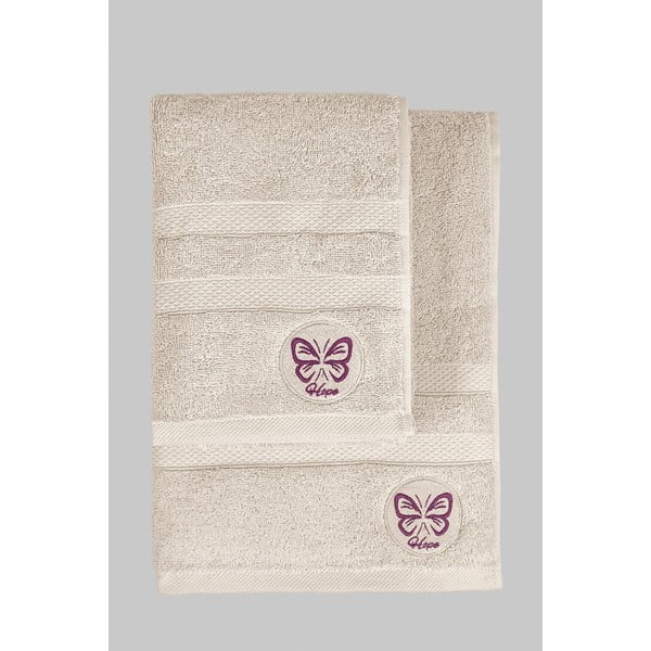 Prosoape de baie bej 2 buc. din bumbac din frotir Hope – Foutastic-image-4