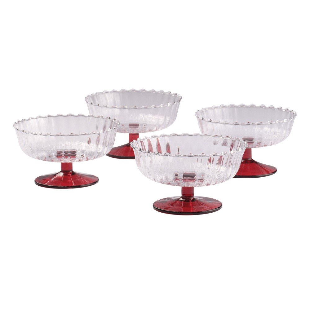 Boluri mici roșii 4 buc. pentru înghețată din sticlă 230 ml Flora – Jotex