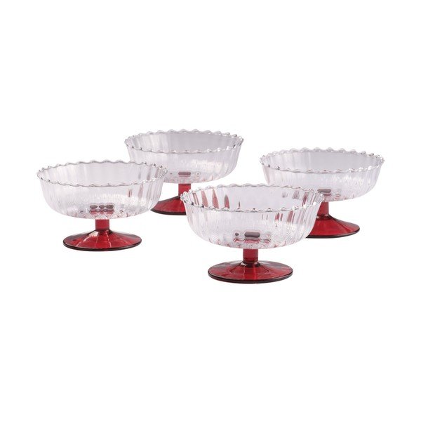 Boluri mici roșii 4 buc. pentru înghețată din sticlă 230 ml Flora – Jotex