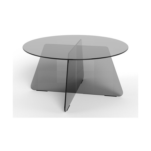 Măsuță de cafea gri rotundă din sticlă ø 80 cm Samos – Actona