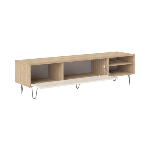 Masă TV crem  cu aspect de lemn de stejar 165x44 cm Aero - TemaHome -image-3