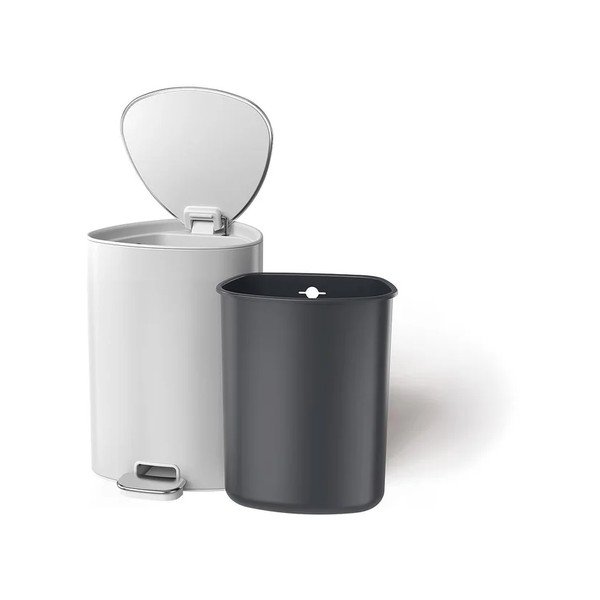 Coș de gunoi alb lucios cu pedală din oțel inoxidabil 5 l EasyStore Luxe – Joseph Joseph