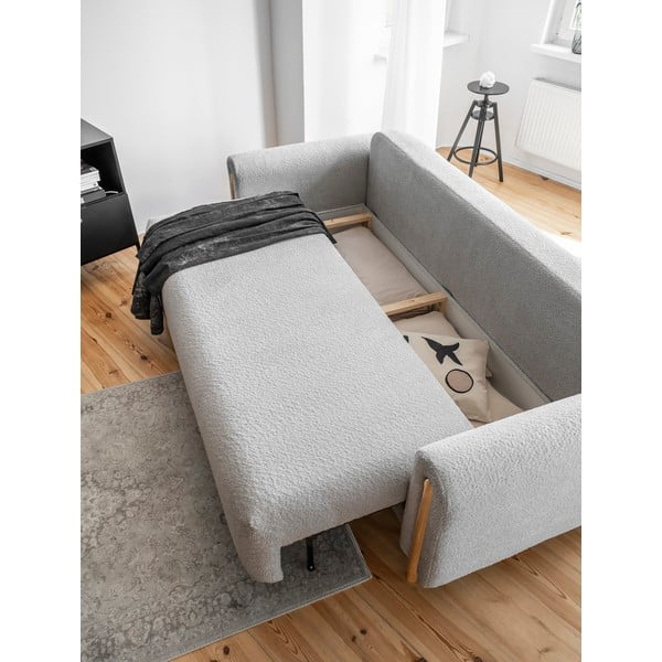 Canapea gri deschis extensibilă/cu spațiu de depozitare cu tapițerie din țesătură bouclé 244 cm Arcadova – ELTAP-image-4