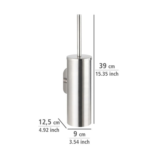 Perie de WC argintiu-mat autoadezivă din oțel inoxidabil Orea – Wenko-image-2