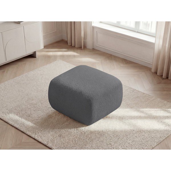 Taburet gri cu tapițerie din țesătură bouclé Montaigne – Bobochic Paris-image-3