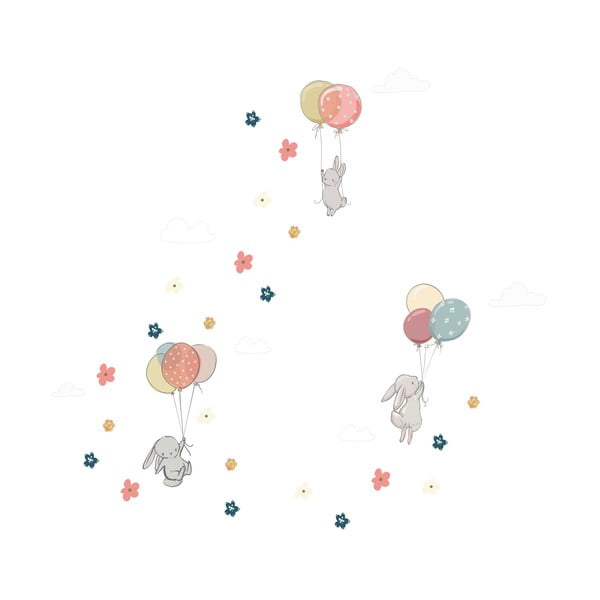 Autocolante de perete pentru camera copiilor Ambiance Flying Rabbits-image-2