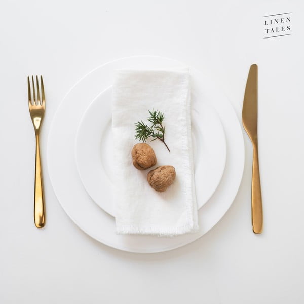 Șervețele albe din in în set de 2 bucăți - Linen Tales-image-1