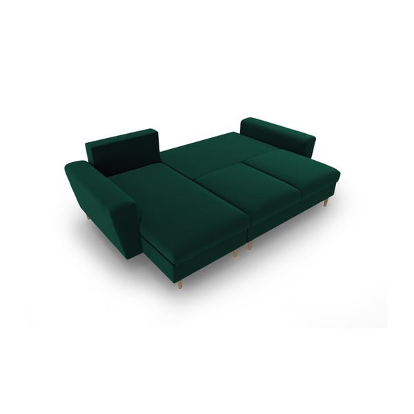 Colțar verde extensibil, cu spațiu de depozitare cu tapițerie din catifea Kyoto – Cosmopolitan Design-image-2