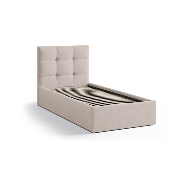 Pat maro deschis tapițat cu spațiu de depozitare cu somieră 90x200 cm Phaedra – Micadoni -image-2