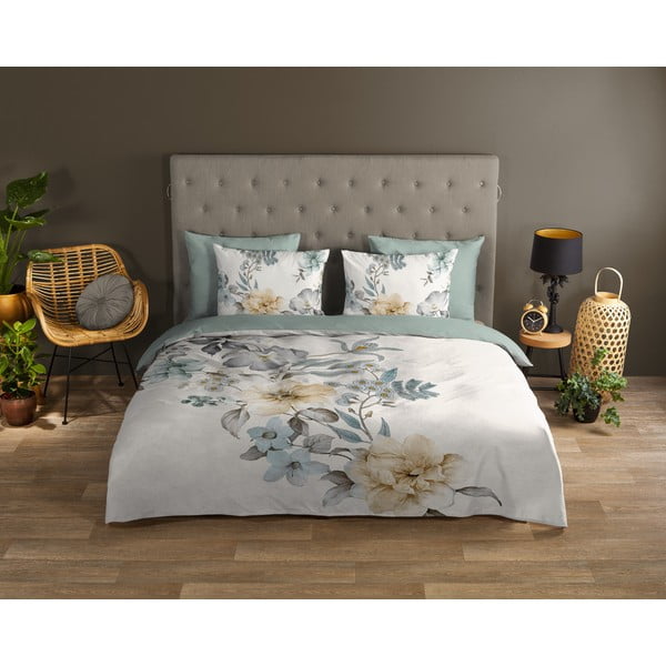 Lenjerie de pat verde-crem din bumbac pentru pat de o persoană, extinsă 140x220 cm Celina – Good Morning-image-1