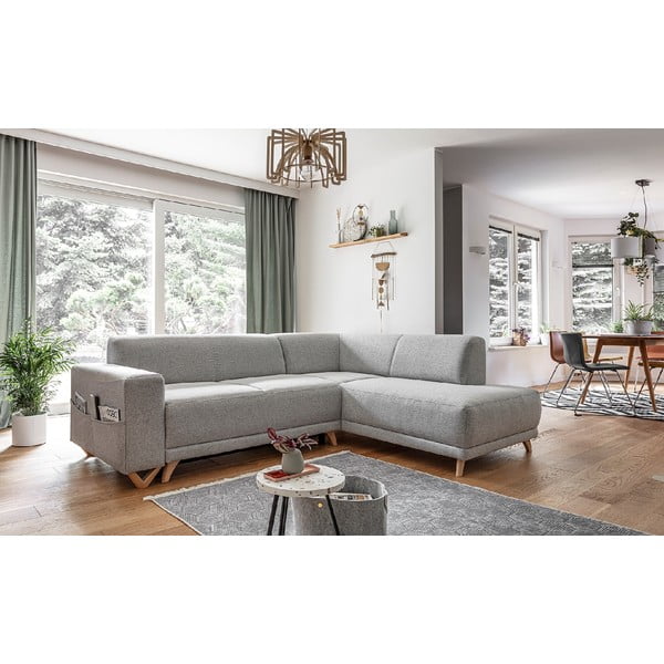 Colțar gri deschis extensibil/cu spațiu de depozitare (cu colț pe partea dreaptă/în formă de ”L”) Classy Sophie – Miuform-image-3