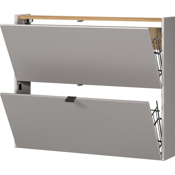 Pantofar crem cu deschidere înclinată/suspendat cu aspect de lemn de stejar 100x83x18 cm Ameca – Germania-image-3