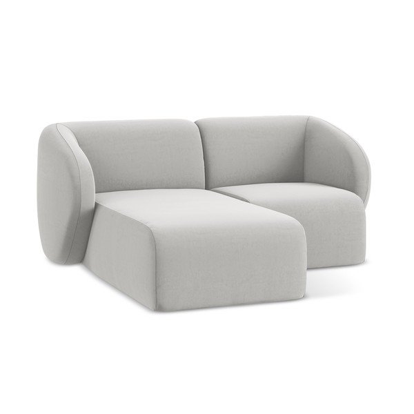 Colțar gri deschis cu tapițerie din catifea (cu colț pe partea stângă/cu șezlong) Lani – Makamii-image-4