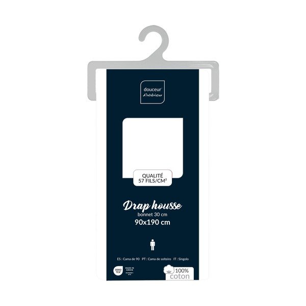 Cearceaf alb din bumbac cu elastic 90x190 cm Lina – douceur d'intérieur-image-4