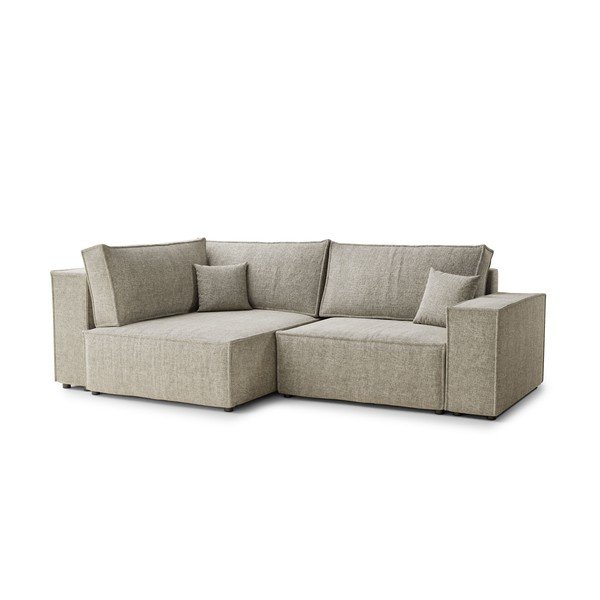 Colțar bej extensibil/cu spațiu de depozitare cu tapițerie din chenille (cu colț pe partea stângă/în formă de ”L”) Tonga – Maison de Rêve