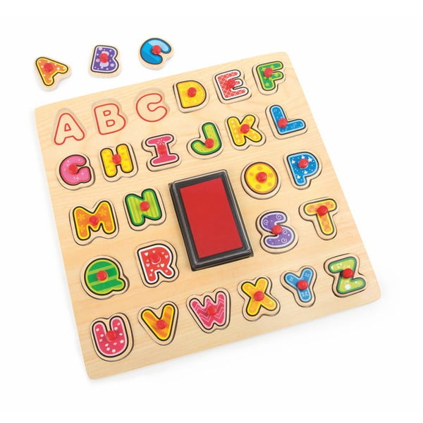 Joc din lemn Legler ABC Stamp & Puzzle