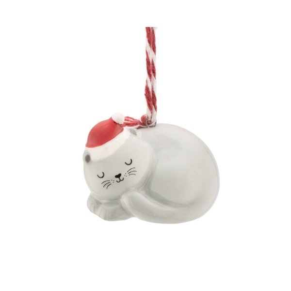 Ornament de Crăciun din ceramică 4 cm Sleeping Cat – Sass & Belle