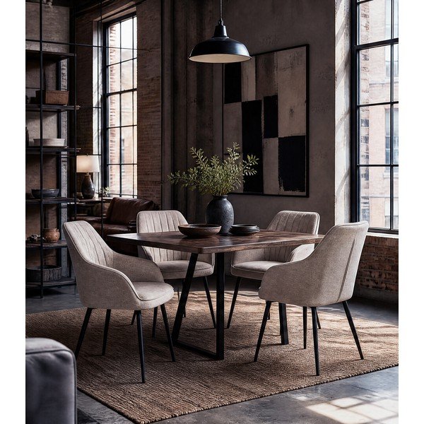 Scaun de sufragerie bej cu cotiere tapițat Nolan – Unique Furniture-image-1