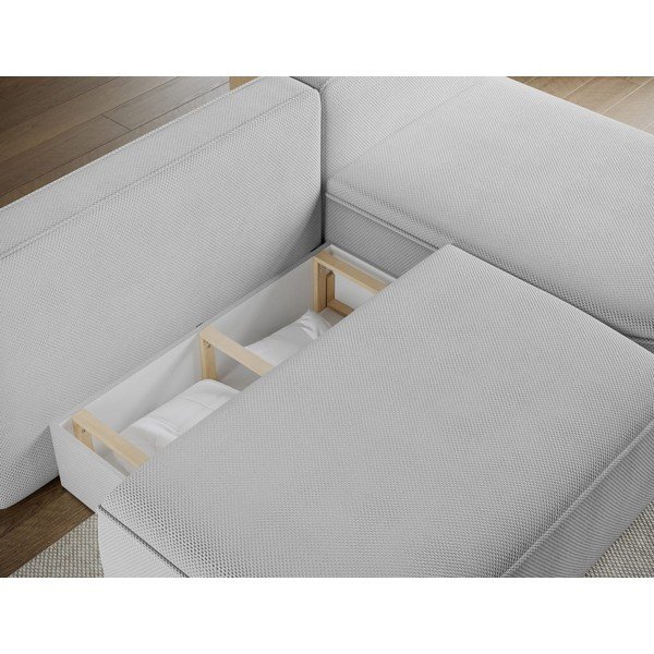Colțar gri extensibil/cu spațiu de depozitare cu tapițerie din chenille (cu colț pe partea dreaptă/cu șezlong) Livosa – ELTAP-image-4